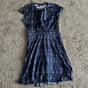 Tory Burch Women’s L Clementine Princess Navy Dress Flowy A Line‎ Plaid